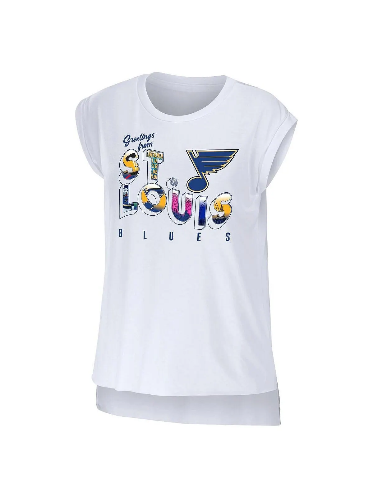 Женская белая футболка St. Louis Blues Greetings From Muscle WEAR by Erin Andrews — изображение 2 из 3, белый
