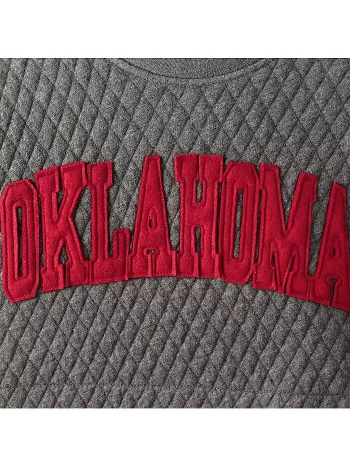 Женский стеганый пуловер с принтом Heather Charcoal Oklahoma Early Moose Pressbox — изображение 2 из 4