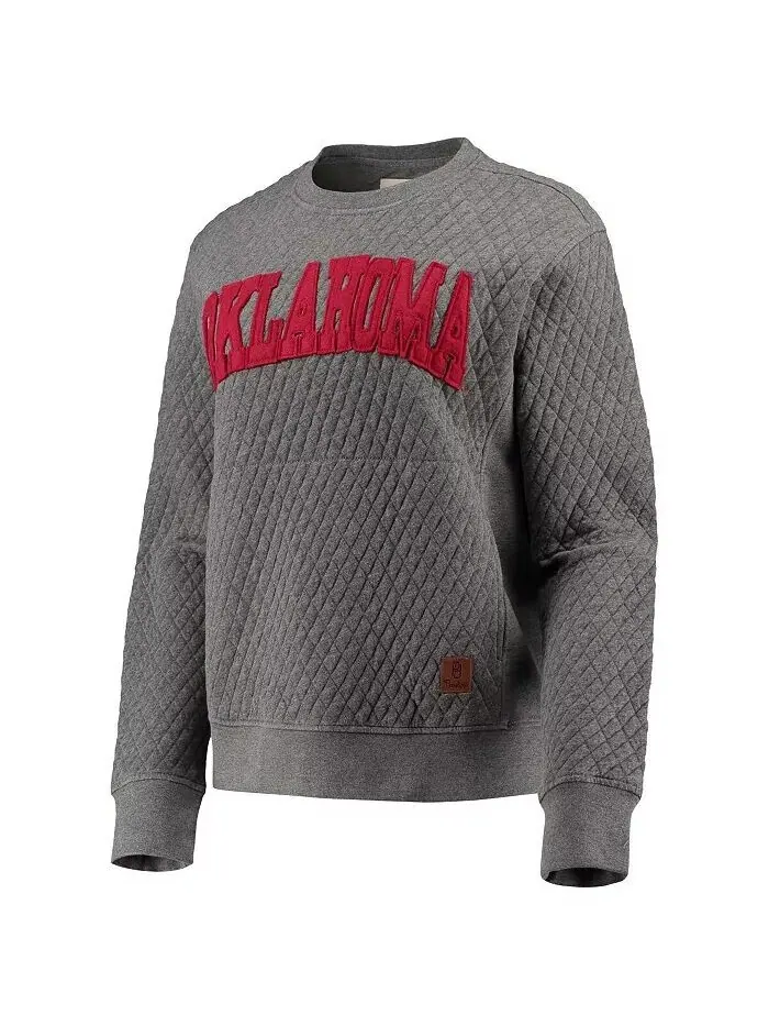 Женский стеганый пуловер с принтом Heather Charcoal Oklahoma Early Moose Pressbox — изображение 4 из 4