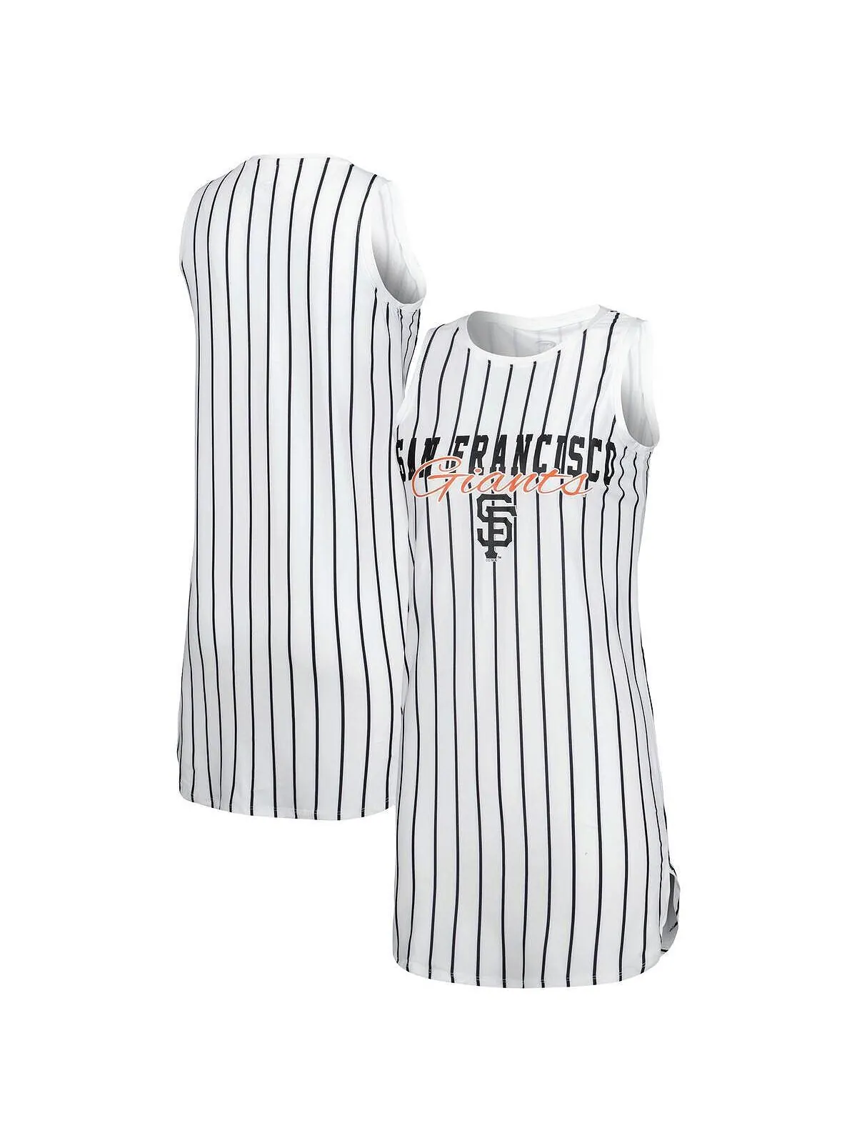 Женская белая ночная рубашка без рукавов в тонкую полоску San Francisco Giants Reel Concepts Sport — изображение 1 из 3