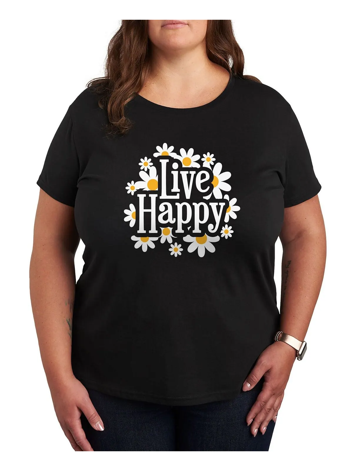 Модная футболка больших размеров с рисунком Live Happy Air Waves