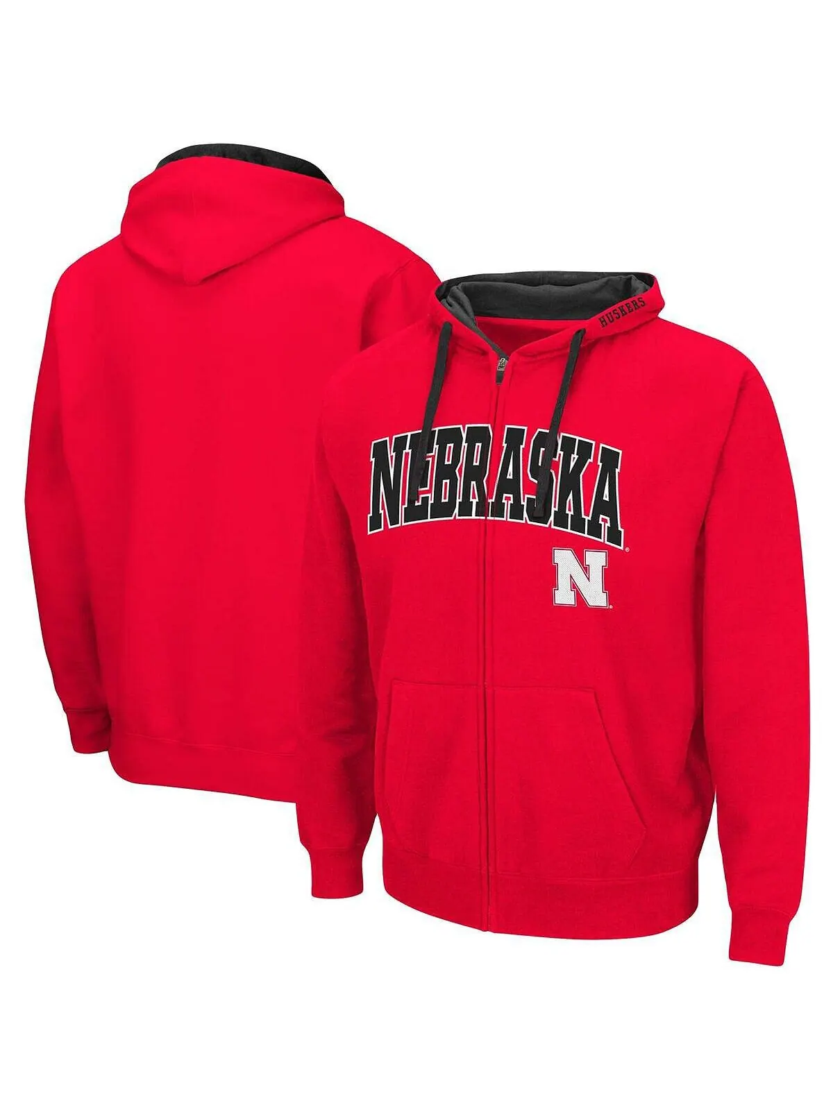 Мужская толстовка с молнией во всю длину Scarlet Nebraska Huskers Big and Tall Colosseum — изображение 1 из 3, алый