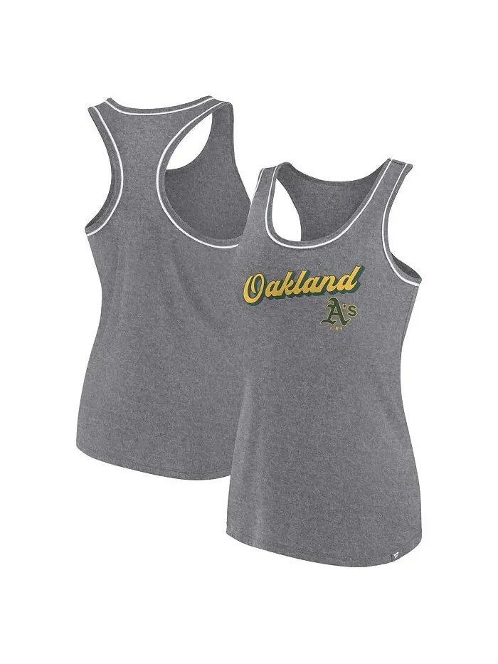 Женская майка с фирменным логотипом Heather Grey Oakland Athletics и логотипом Racerback Fanatics — изображение 1 из 3, серый