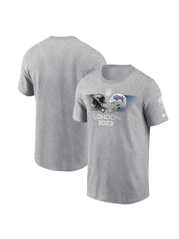 Мужская футболка Heather Charcoal Jacksonville Jaguars vs. Buffalo Bills 2023 London Game Nike — изображение 1 из 3