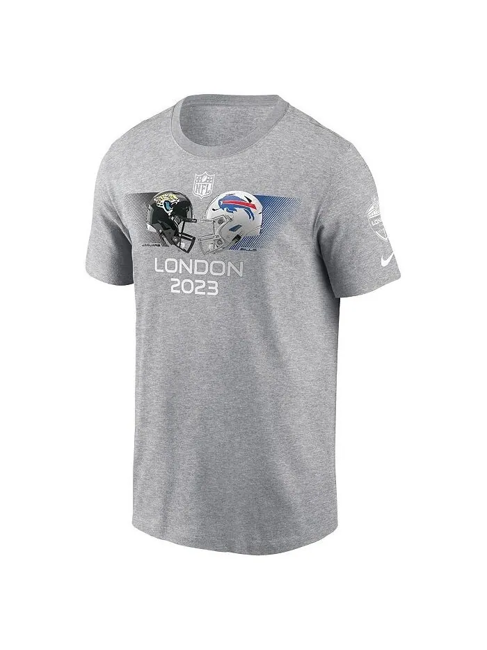 Мужская футболка Heather Charcoal Jacksonville Jaguars vs. Buffalo Bills 2023 London Game Nike — изображение 2 из 3