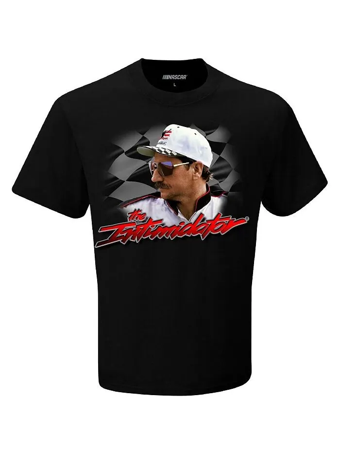 Мужская черная футболка Dale Earnhardt Intimidator Checkered Flag Sports — изображение 3 из 3, черный