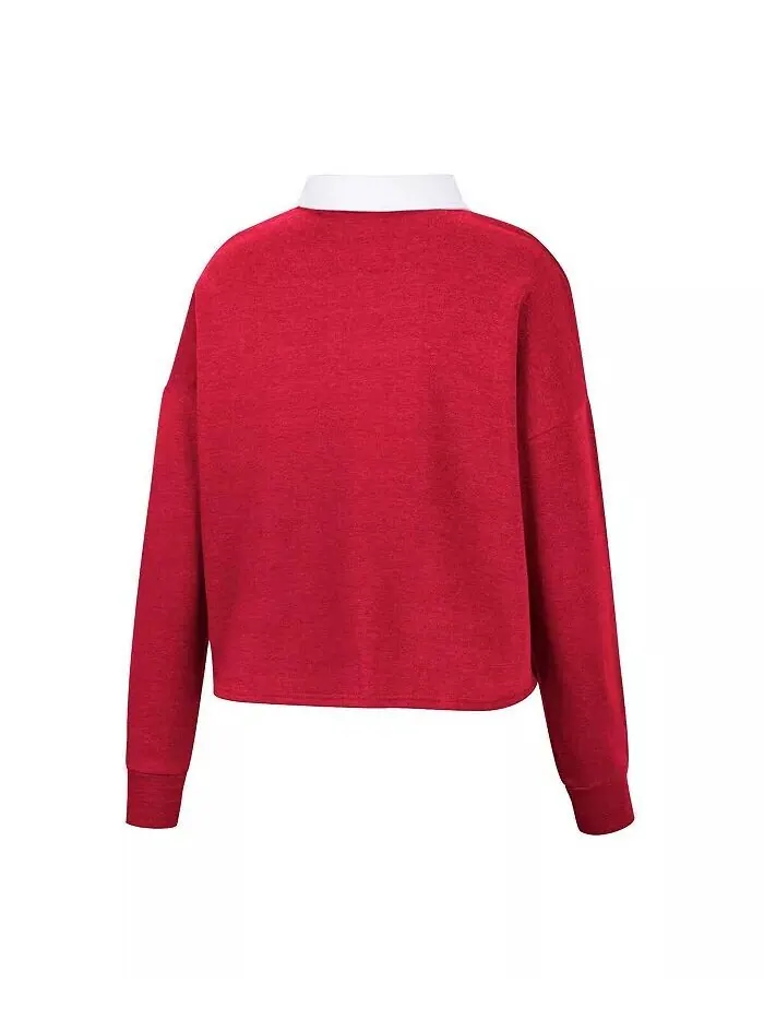 Женская рубашка по регби с длинным рукавом Heather Red Wisconsin Badgers I Love My Job Colosseum — изображение 2 из 3