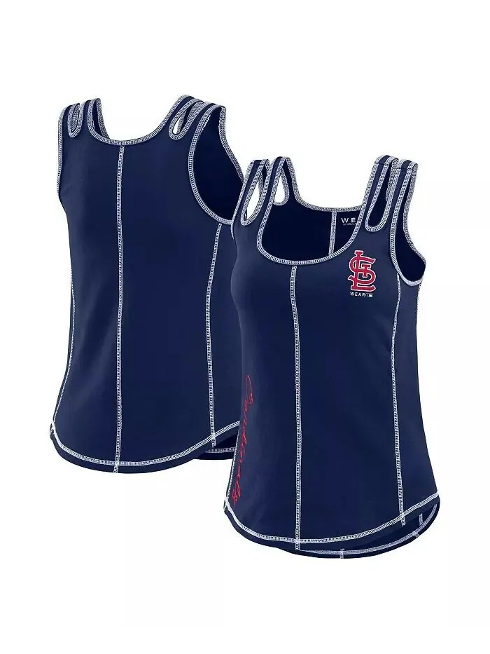 Женская темно-синяя майка Atlanta Braves с контрастной строчкой WEAR by Erin Andrews — изображение 1 из 4
