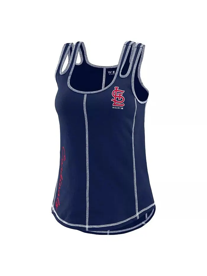 Женская темно-синяя майка Atlanta Braves с контрастной строчкой WEAR by Erin Andrews — изображение 4 из 4