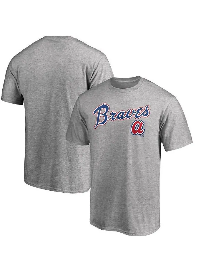 Мужская серая футболка с логотипом Atlanta Braves Cooperstown Wahconah Fanatics — изображение 1 из 2, серый