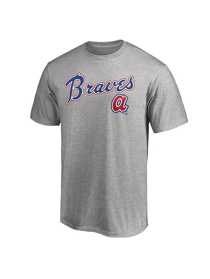 Мужская серая футболка с логотипом Atlanta Braves Cooperstown Wahconah Fanatics — изображение 2 из 2, серый