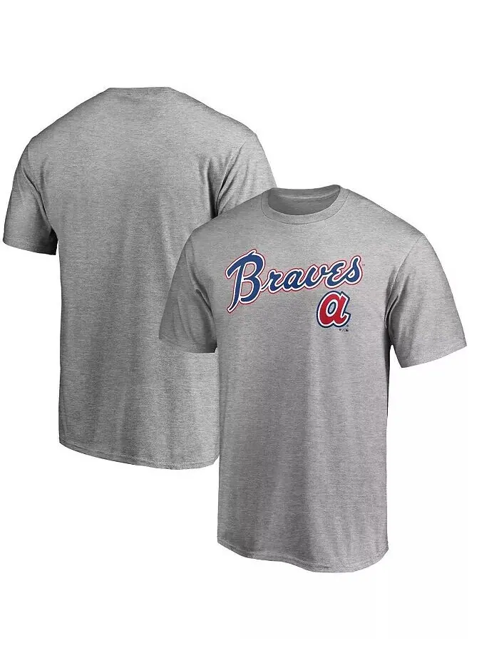 Мужская серая футболка с принтом Atlanta Braves Cooperstown Wahconah Fanatics — изображение 1 из 2
