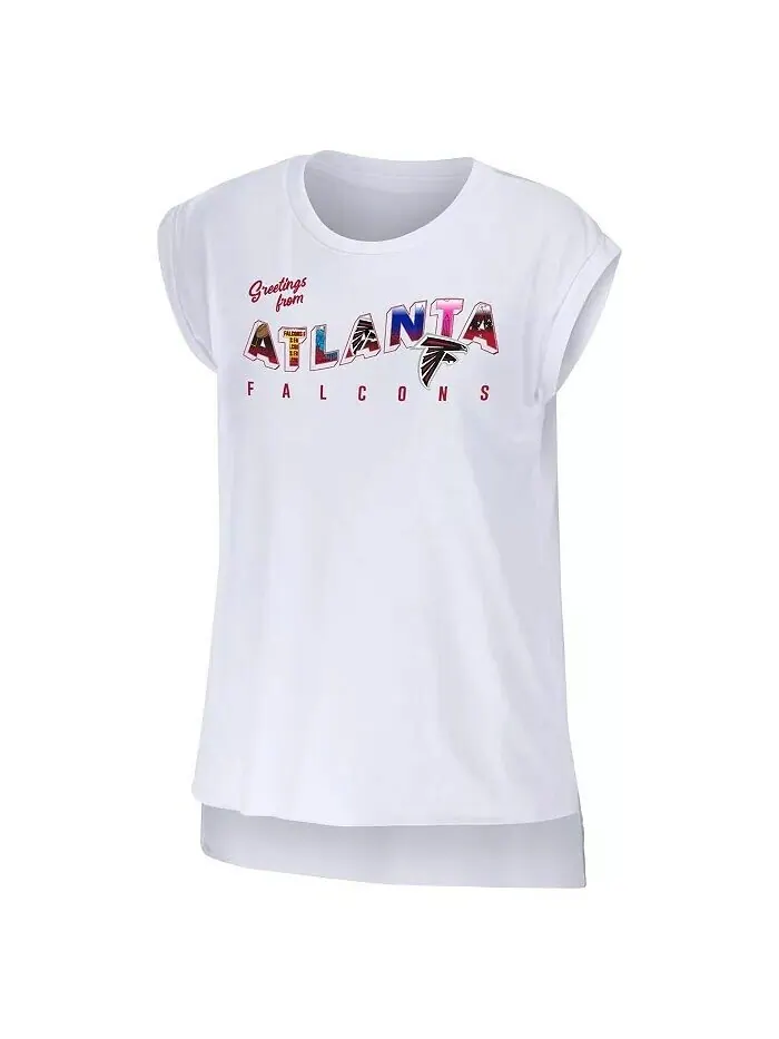 Женская футболка White Atlanta Falcons Greeting From Muscle Wear By Erin Andrews — изображение 2 из 3