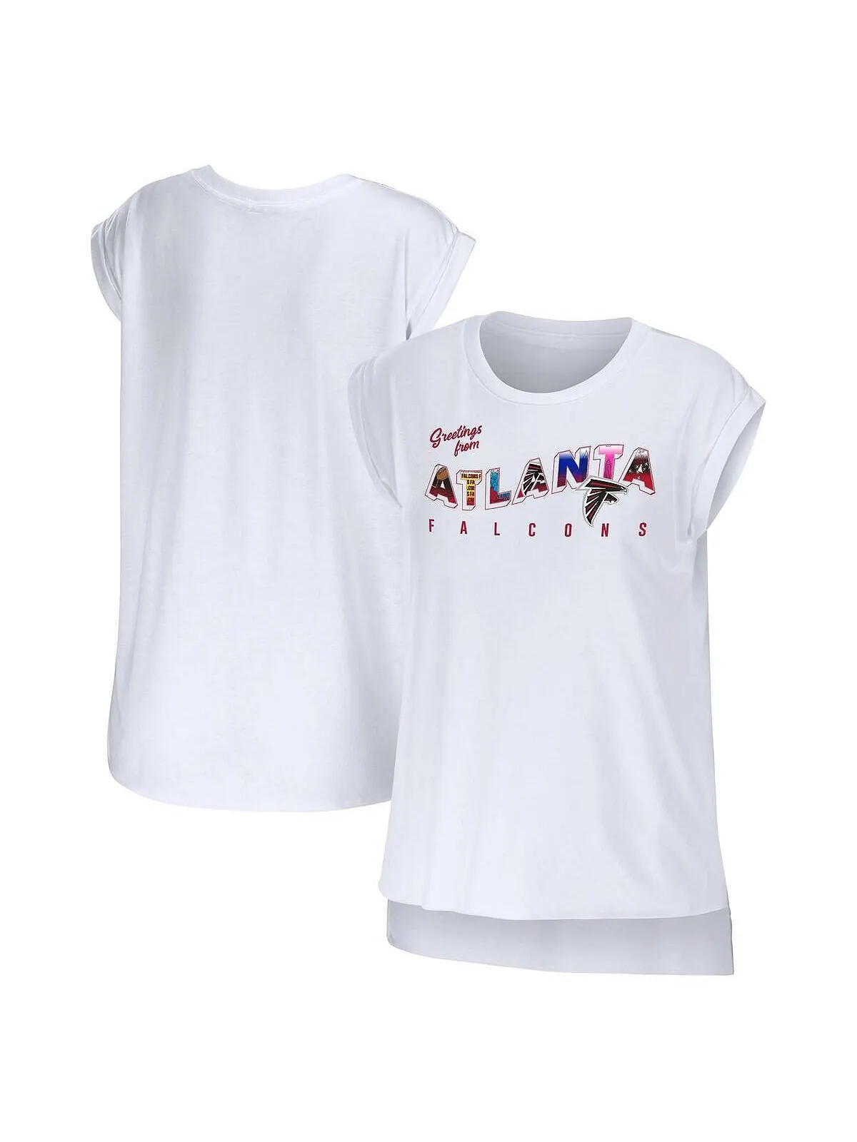 Женская футболка White Atlanta Falcons Greeting From Muscle WEAR by Erin Andrews — изображение 1 из 3, белый