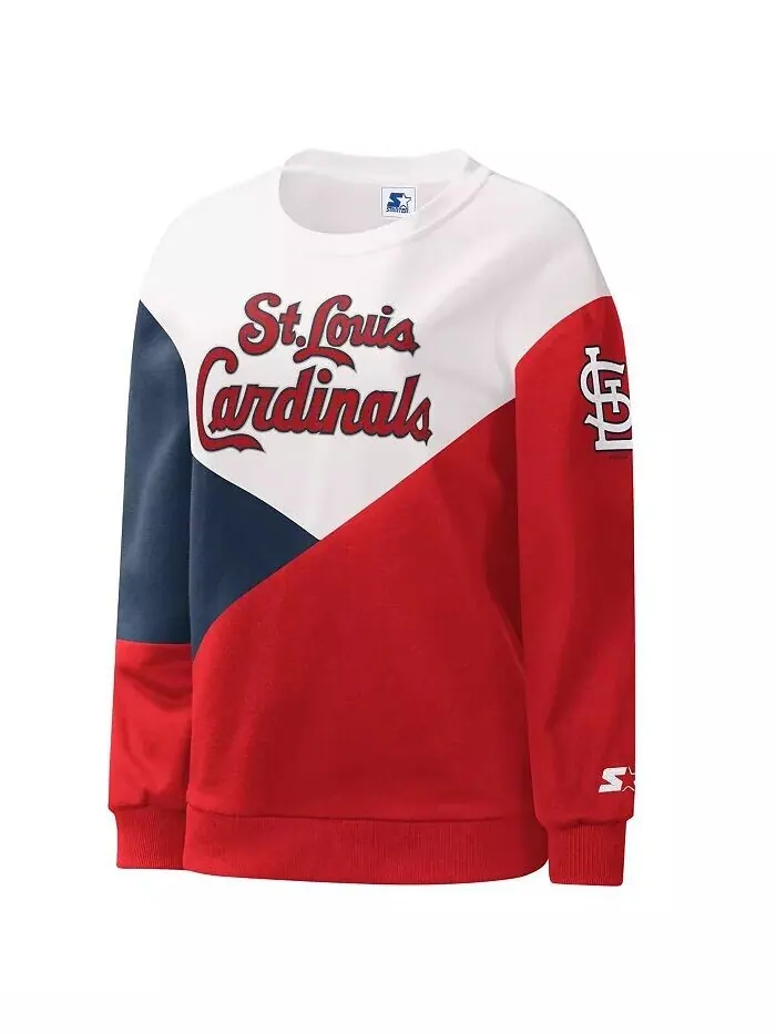 Женская белая, красная футболка-свитшот St. Louis Cardinals Shutout Starter — изображение 2 из 3