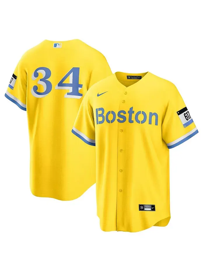 Мужская реплика джерси Дэвида Ортиса в золотом цвете Boston Red Sox из коллекции City Connect для — изображение 1 из 3