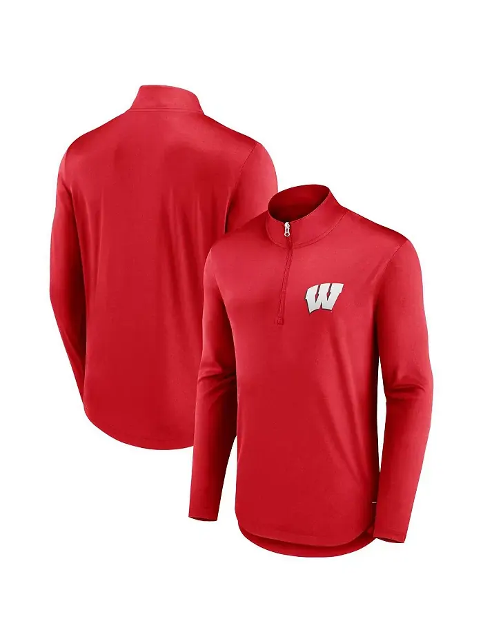 Мужская красная толстовка Wisconsin Badgers Tough Minded с молнией на четверть Fanatics — изображение 1 из 3