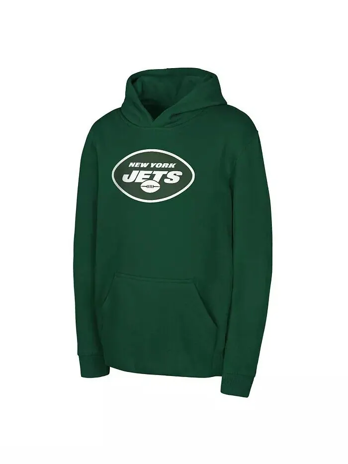 Толстовка с капюшоном и логотипом команды New York Jets для больших мальчиков и девочек зеленого — изображение 1 из 1