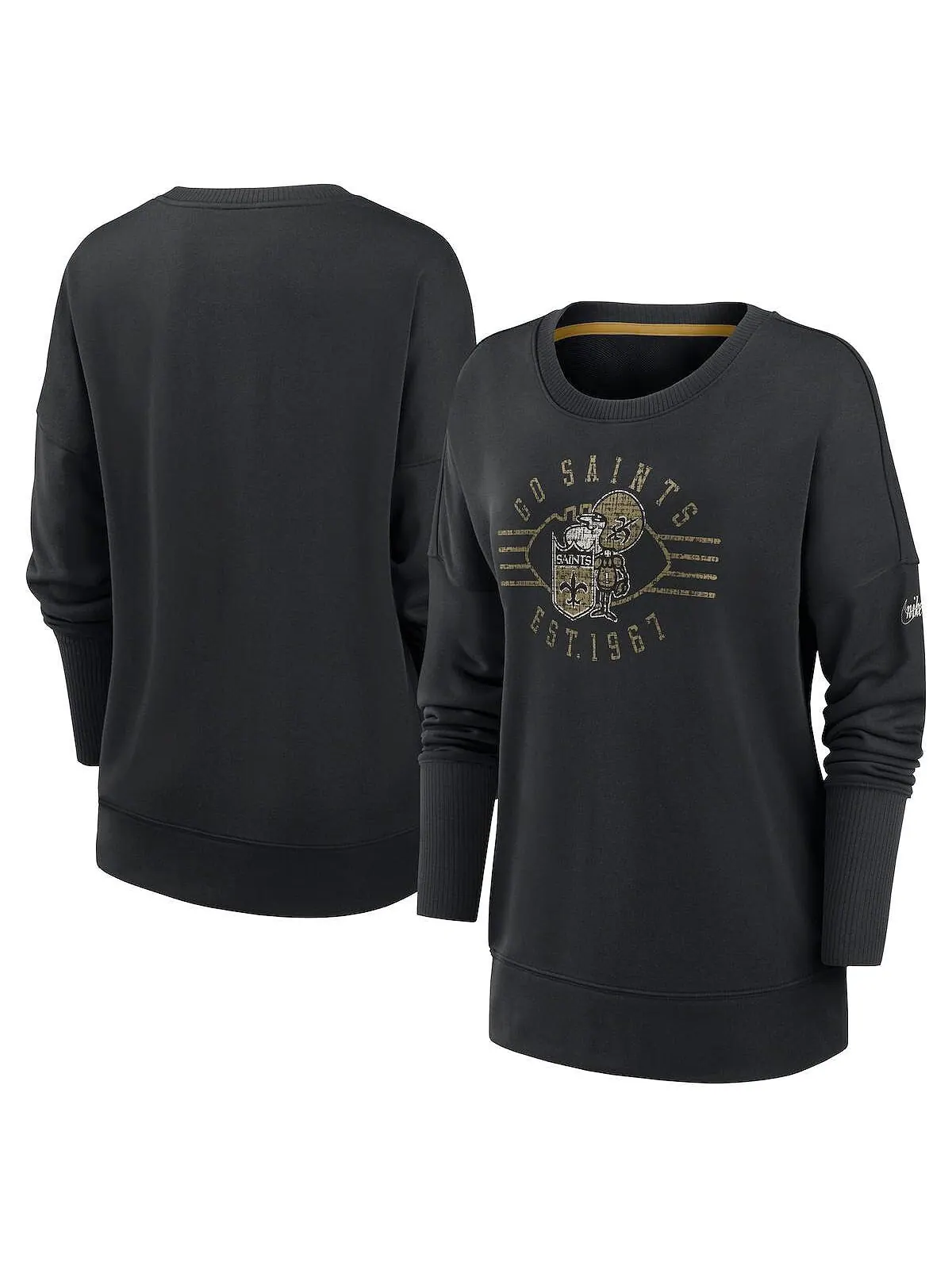 Женский черный пуловер New Orleans Saints Rewind Playback Icon Performance Nike — изображение 1 из 3