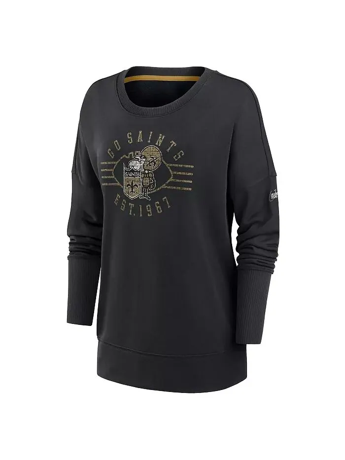 Женская черная толстовка-пуловер New Orleans Saints Rewind Playback Icon Performance Nike — изображение 2 из 3