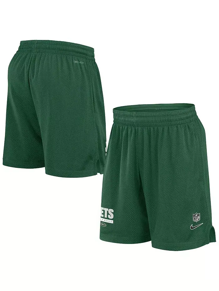 Мужские шорты New York Jets 2024 для боковой линии, зеленые, из перфорированной ткани Nike — изображение 1 из 3