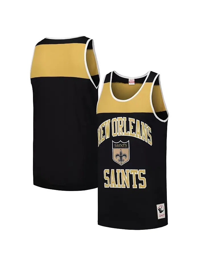Мужская черно-золотая майка New Orleans Saints Gridiron Classics Heritage с цветными блоками — изображение 1 из 3