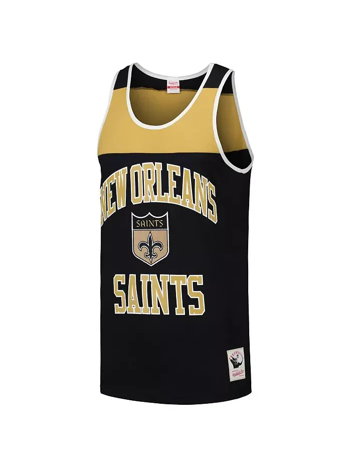 Мужская черно-золотая майка New Orleans Saints Gridiron Classics Heritage с цветными блоками — изображение 3 из 3