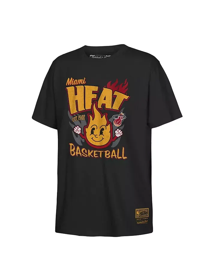 Футболка ретро с логотипом маскота Miami Heat для подростков, черная Mitchell & Ness — изображение 1 из 1