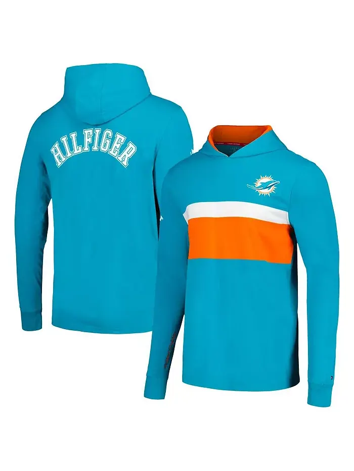 Мужская толстовка с длинным рукавом Aqua Miami Dolphins Morgan Tommy Hilfiger — изображение 1 из 3