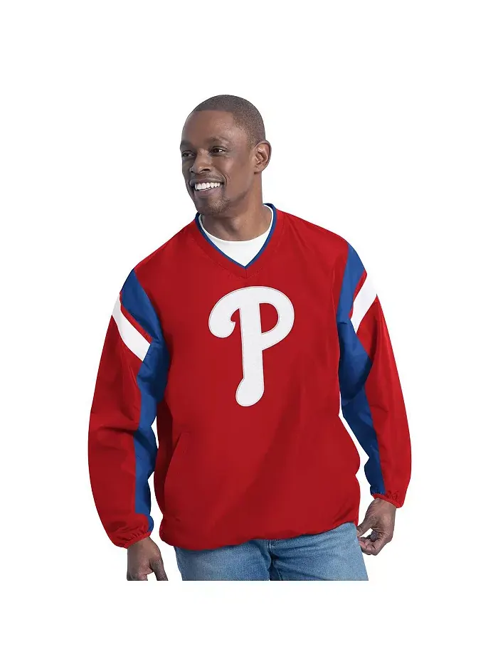 Мужская красная толстовка Philadelphia Phillies Double Coverage с V-образным вырезом G-III Sports