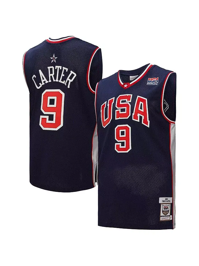 Мужская баскетбольная майка Vince Carter Navy USA 2000 года, подлинная Mitchell & Ness — изображение 1 из 4