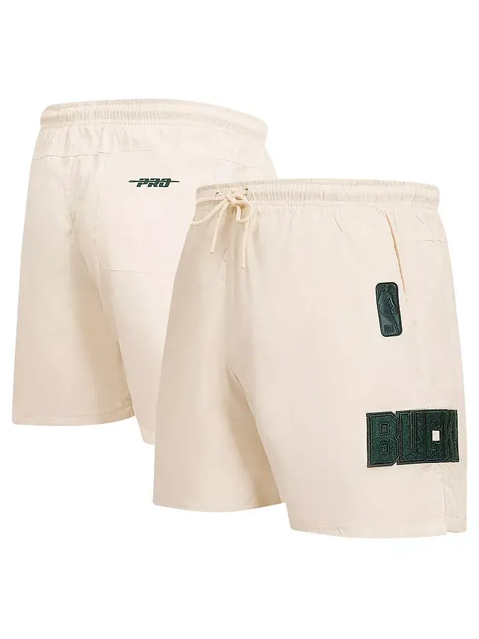Мужские шорты Milwaukee Bucks Triple Tonal из ткани в кремовом цвете Pro Standard — изображение 1 из 4