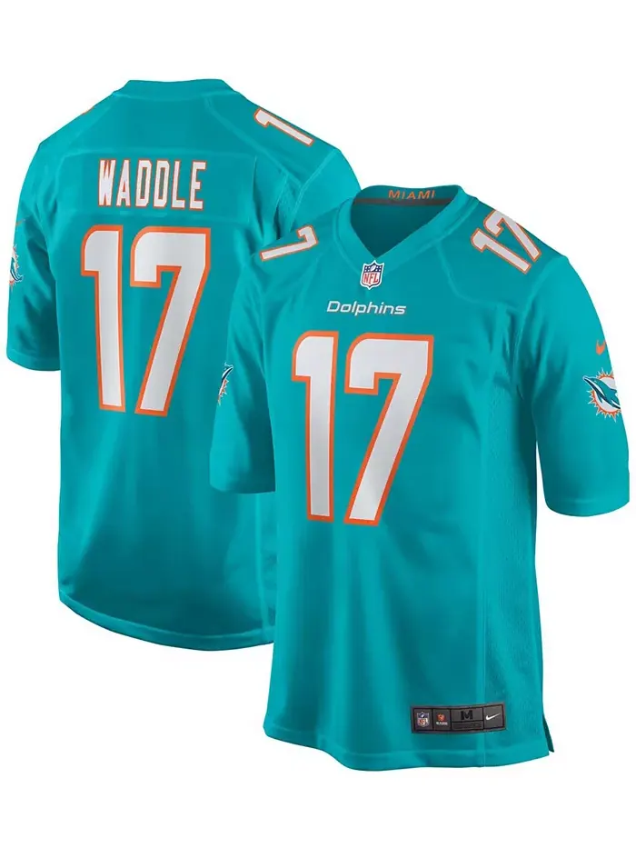 Мужская игровая футболка Jaylen Waddle Aqua Miami Dolphins Nike — изображение 1 из 3