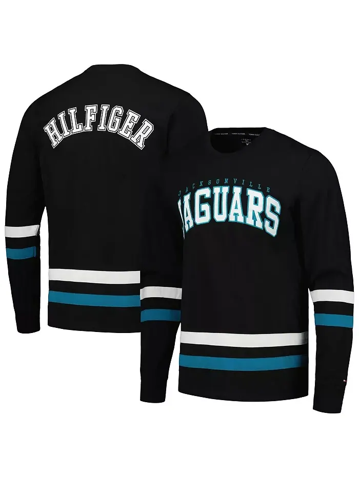 Мужская черная и бирюзовая футболка с длинным рукавом Nolan Jacksonville Jaguars Tommy Hilfiger — изображение 1 из 3
