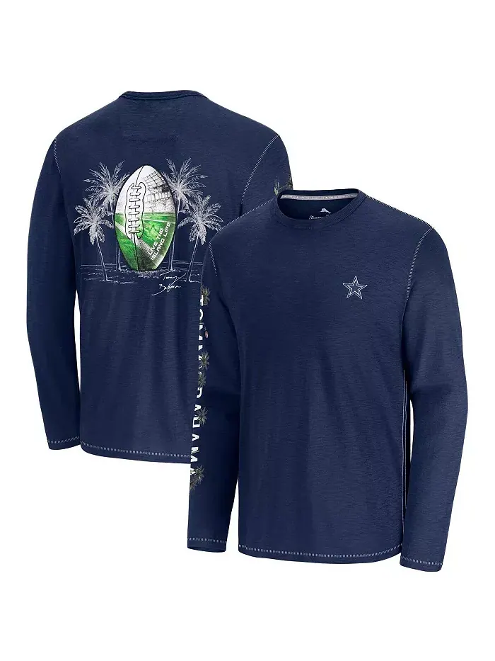 Мужская синяя футболка с длинным рукавом Dallas Cowboys Oasis Endzone Lux Tommy Bahama — изображение 1 из 3