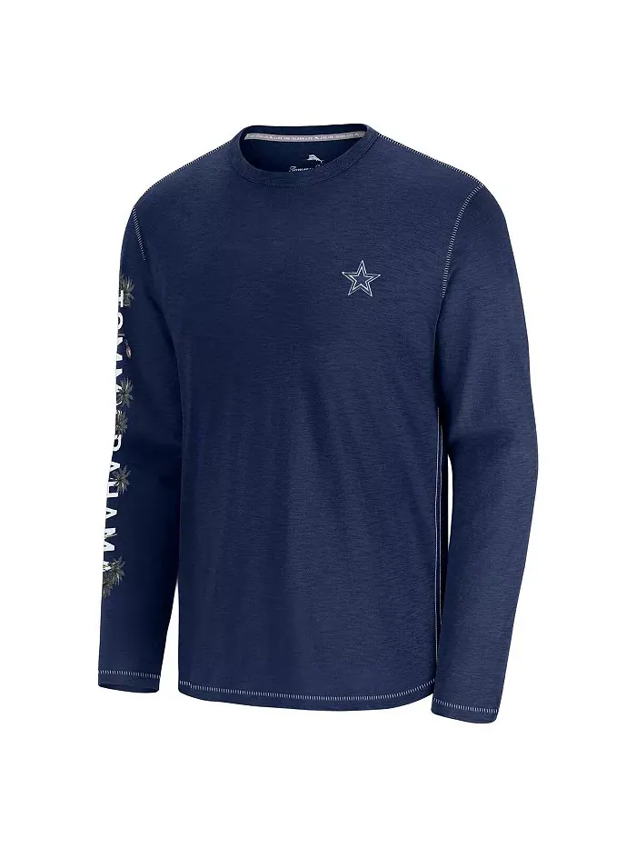 Мужская синяя футболка с длинным рукавом Dallas Cowboys Oasis Endzone Lux Tommy Bahama — изображение 2 из 3