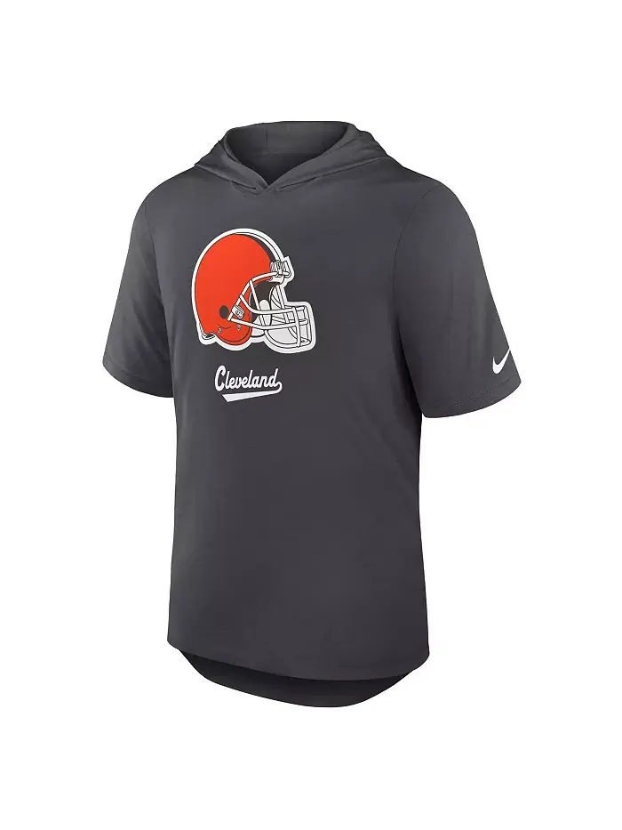 Мужская антрацитовая толстовка-футболка Cleveland Browns Tri-Blend Performance Nike — изображение 2 из 3