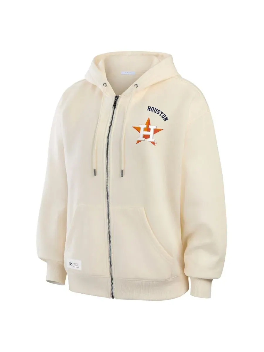 Худи женское с полной застежкой-молнией Houston Astros, модель Full-Zip WEAR by Erin Andrews — изображение 2 из 4, бежевый