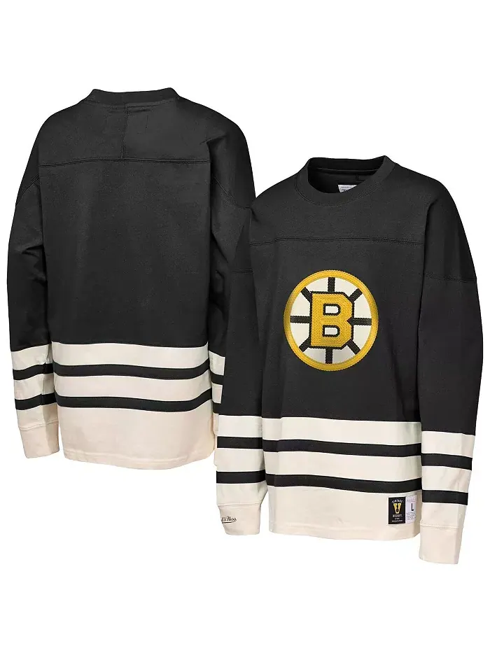 Футболка Boston Bruins Chainstitch Heavyweight с длинным рукавом для больших мальчиков и девочек — изображение 1 из 3