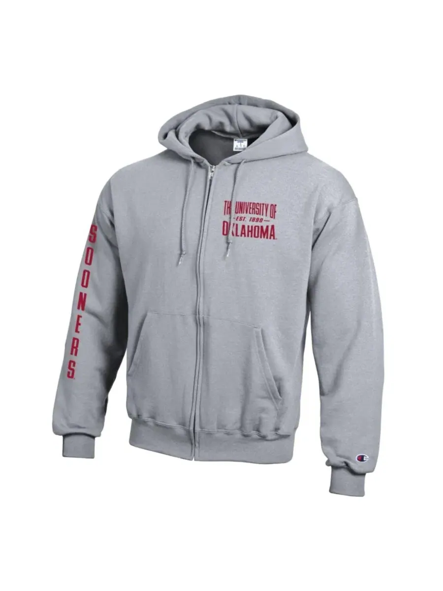 Худи на молнии с капюшоном Oklahoma Sooners Varsity Power blend Champion — изображение 3 из 3, серый