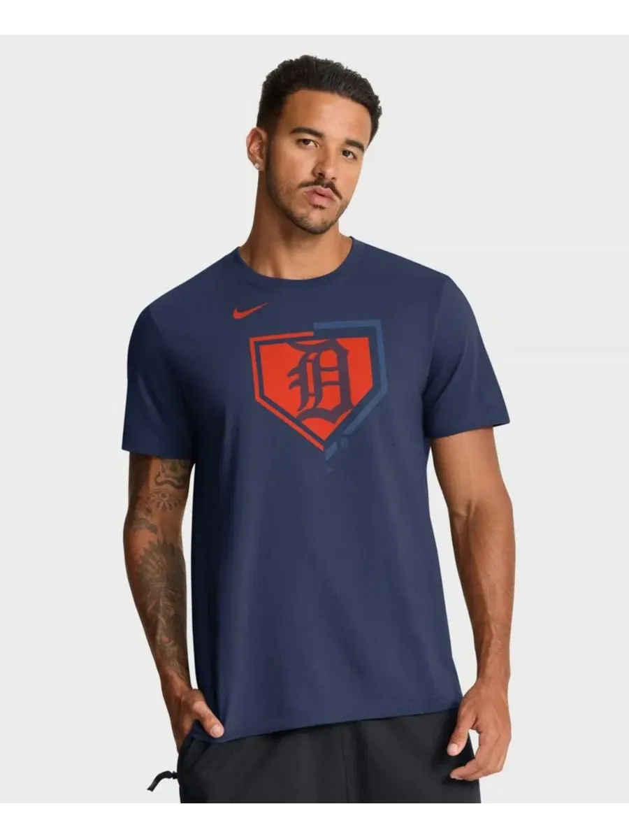 Футболка с коротким рукавом с принтом Detroit Tigers Icon Nike — изображение 1 из 4, темно-синий