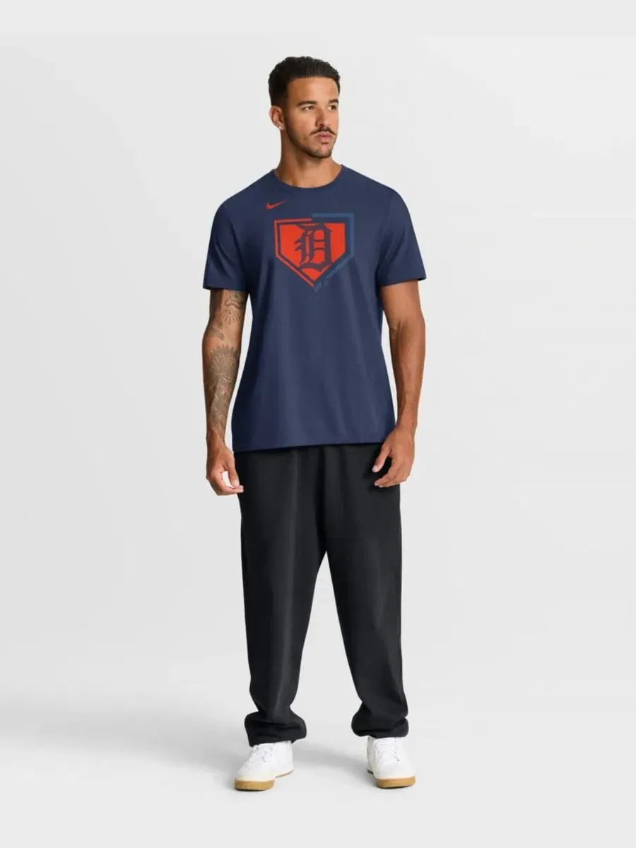Футболка с коротким рукавом с принтом Detroit Tigers Icon Nike — изображение 4 из 4, темно-синий
