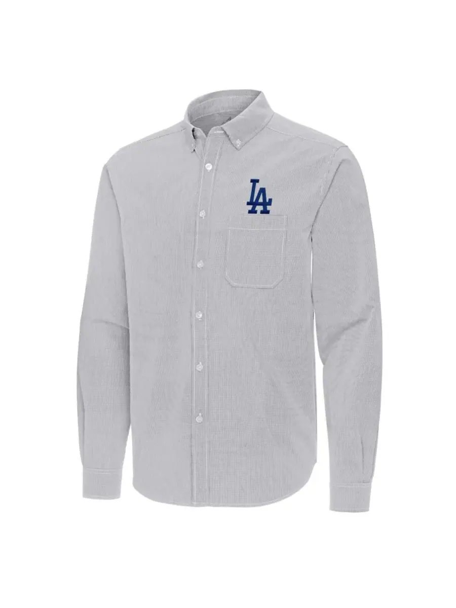 Рубашка с длинным рукавом Porter Woven Long Sleeve Button-Down Shirt Antigua — изображение 2 из 3, серый белый