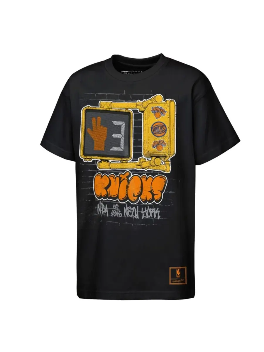 Футболка с принтом Look B4 Crossing New York Knicks Mitchell & Ness — изображение 1 из 1, черный