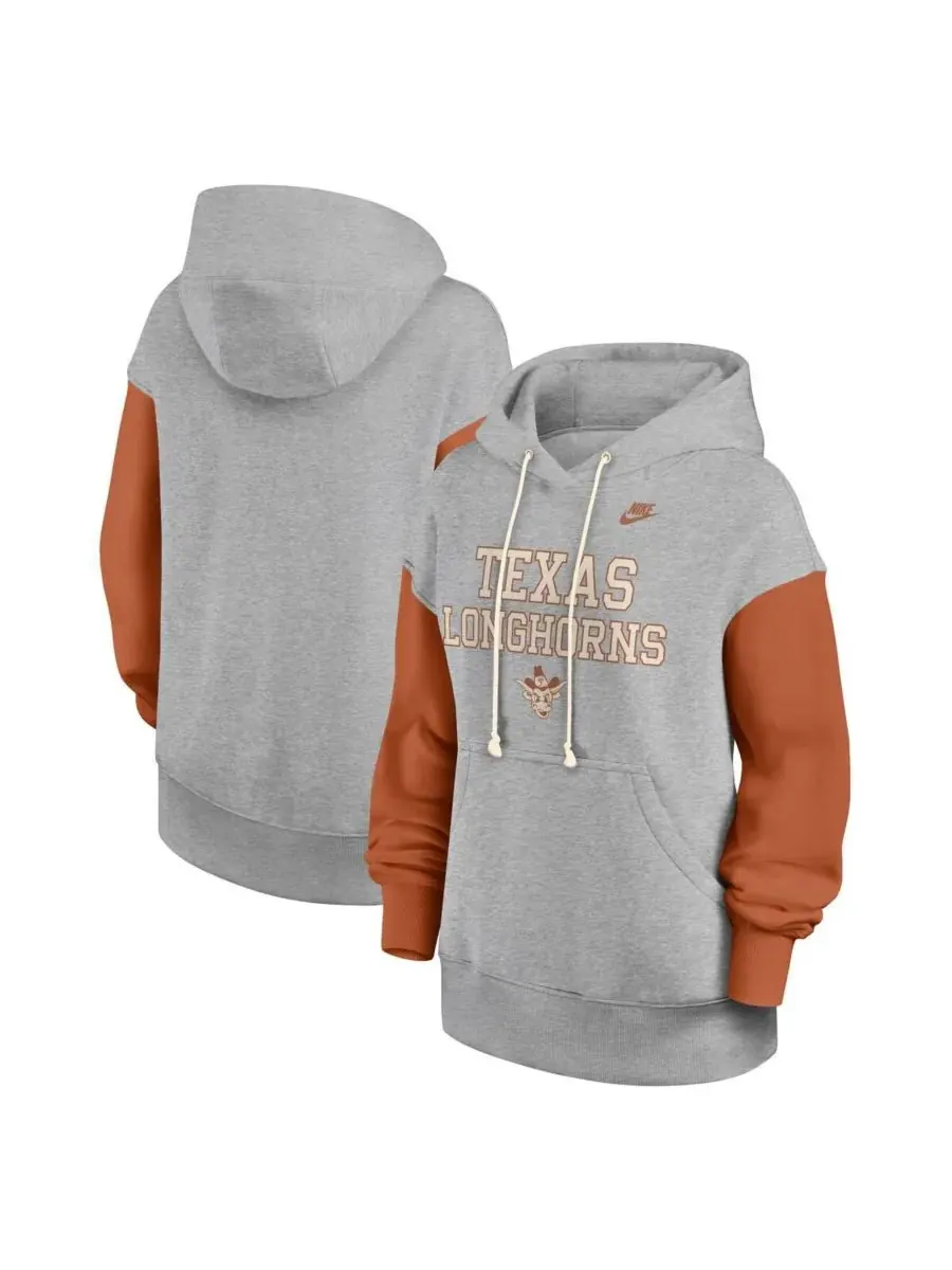 Nike Женская толстовка с капюшоном Texas Longhorns Oversized Legacy Phoenix серого — изображение 1 из 3, серый оранжевый