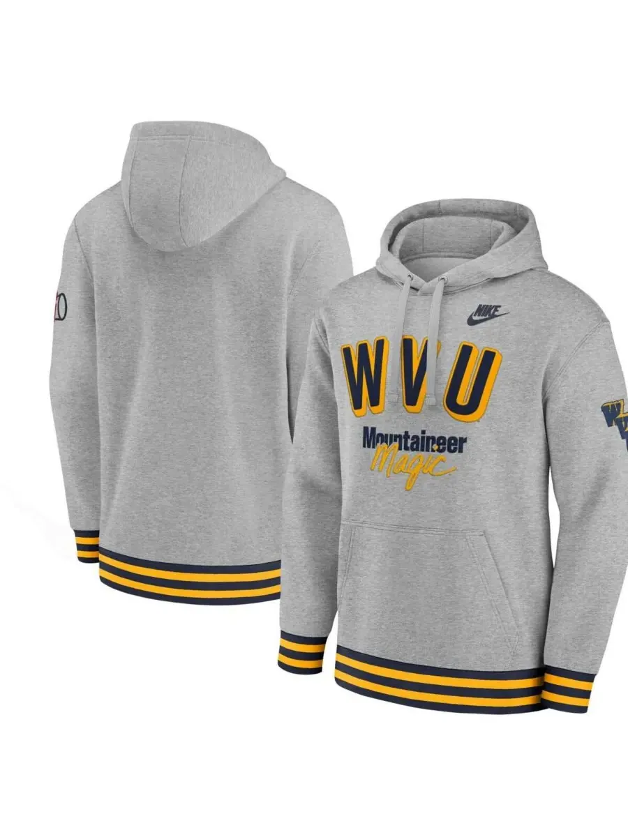 Nike Мужская толстовка с капюшоном West Virginia Mountaineers Legacy Retro серого цвета — изображение 1 из 3, серый