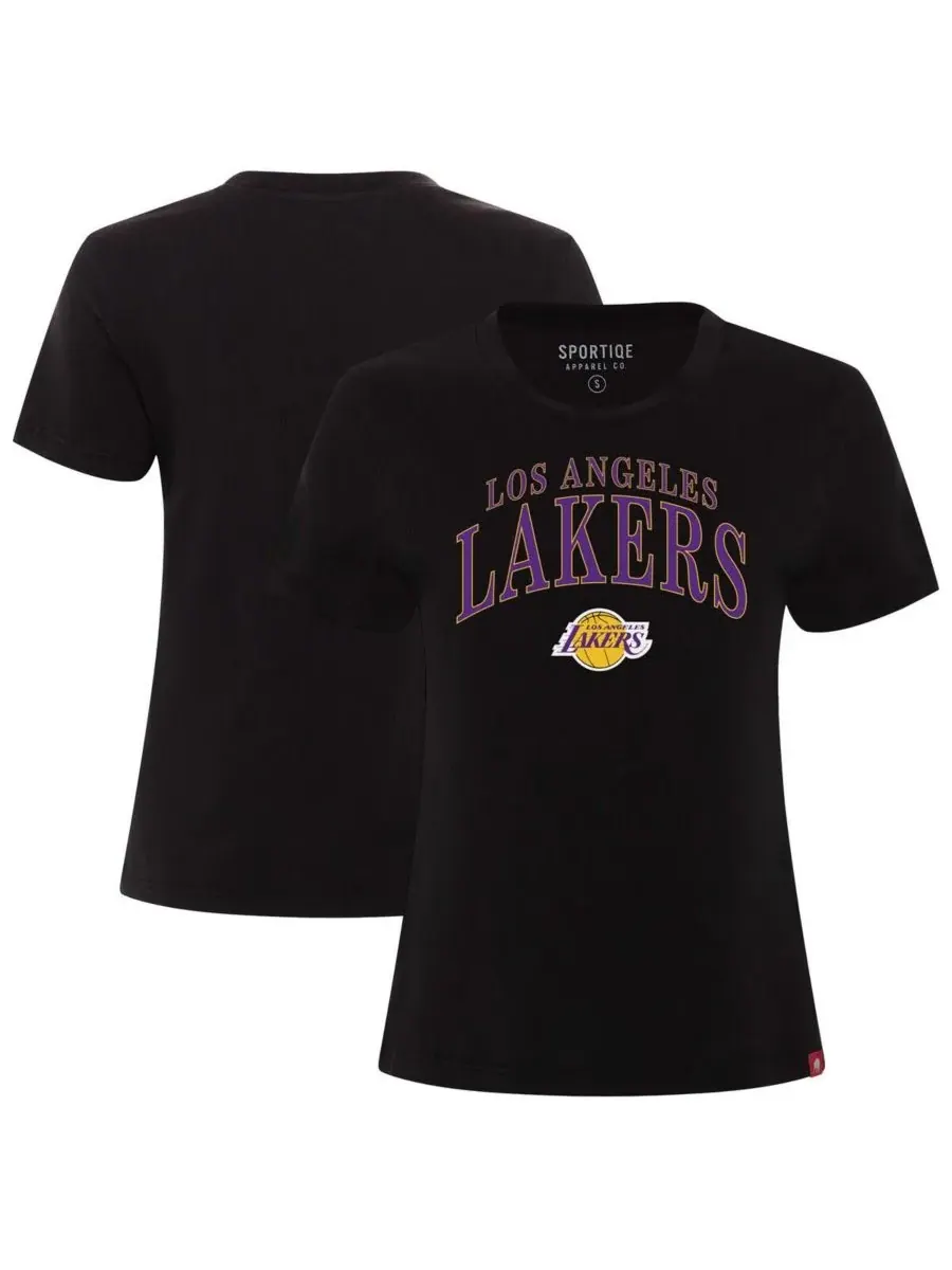 Sportiqe Женская черная футболка Los Angeles Lakers Arcadia Boxy — черный