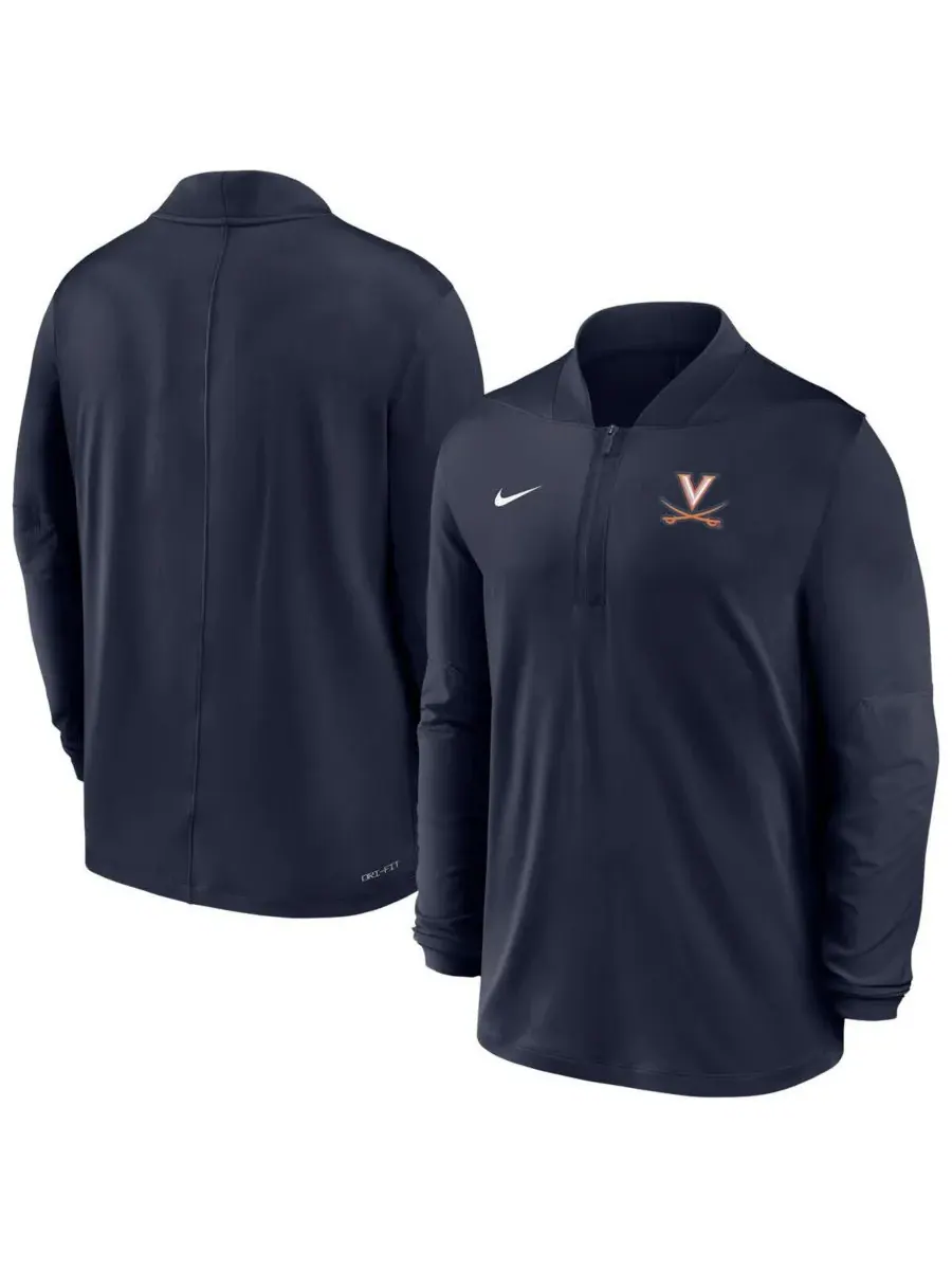 Nike Мужская темно-синяя толстовка Virginia Cavaliers Dri-FIT с застежкой-молнией до середины груди — изображение 1 из 3