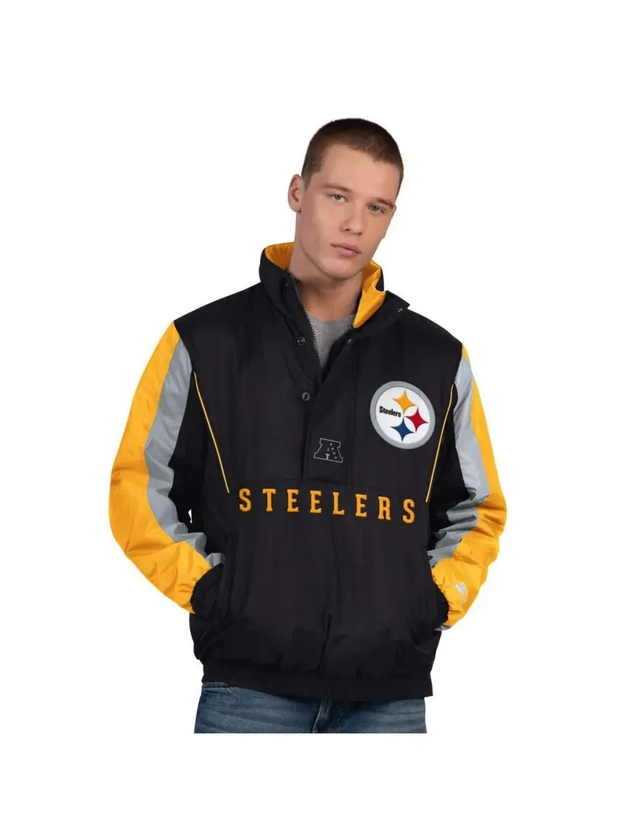 Starter Мужская черная куртка Pittsburgh Steelers Thursday Night Gridiron с половинной молнией — изображение 1 из 2