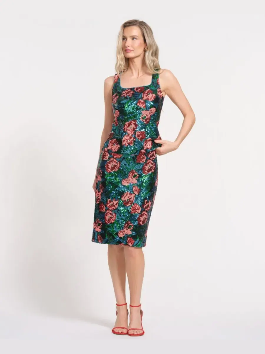 Топ с блестками и цветочной окантовкой Isaac Mizrahi, Poppy Sequin — изображение 2 из 4